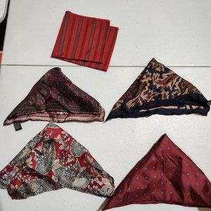 Nice Lot of 5 Vintage Silk Hankerchiefs Pocket Squares